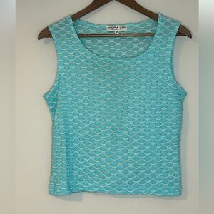 Andria Lieu Collection Sleeveless Textured Tank Top – Aqua Blue | Size M